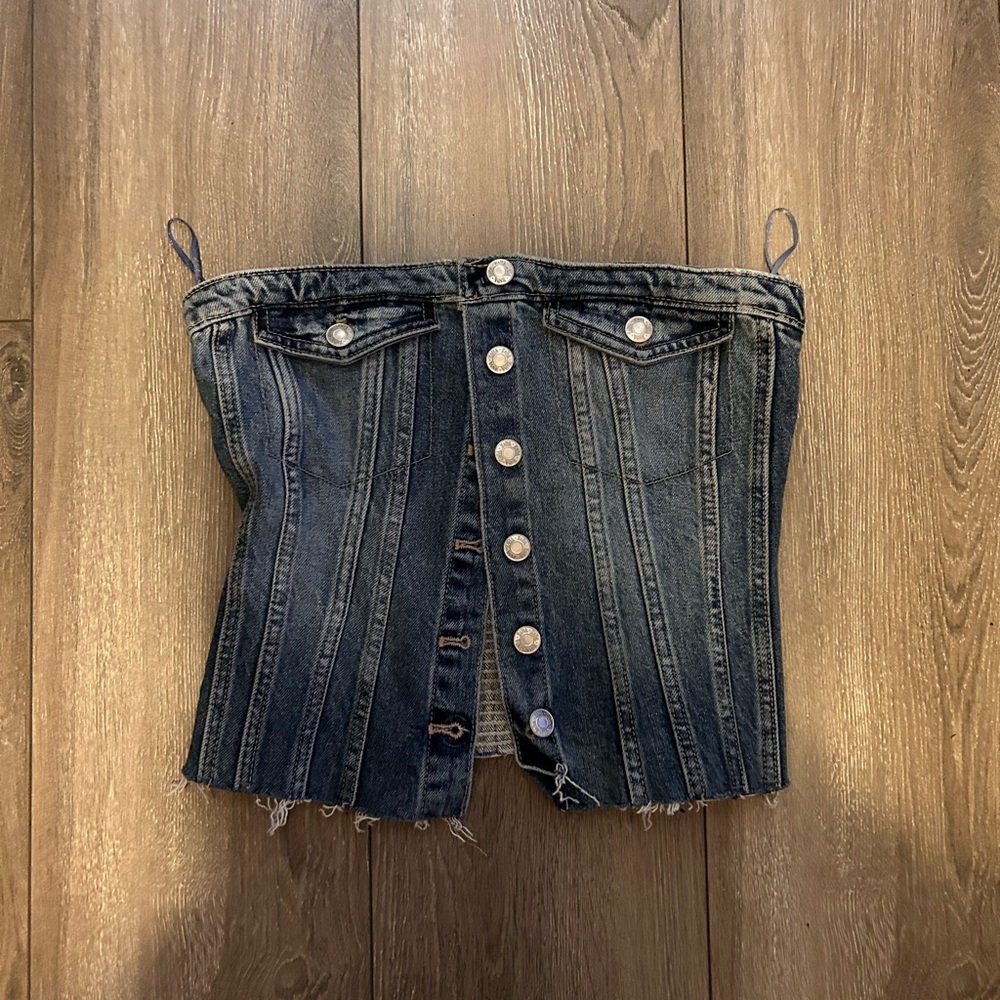 Zara denim button top